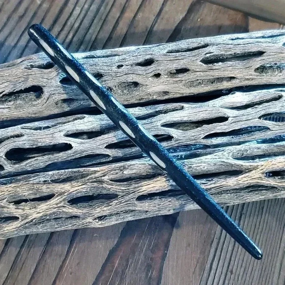 Hand Carved India Black Tribal Minimalist Yak Bone Hair Stick - Picture 8 of 11